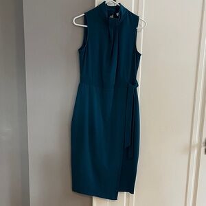 Closet ModCloth midi teal dress 8